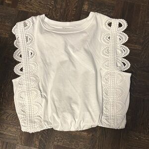 Sandro White Lace Sleeve Women's Top